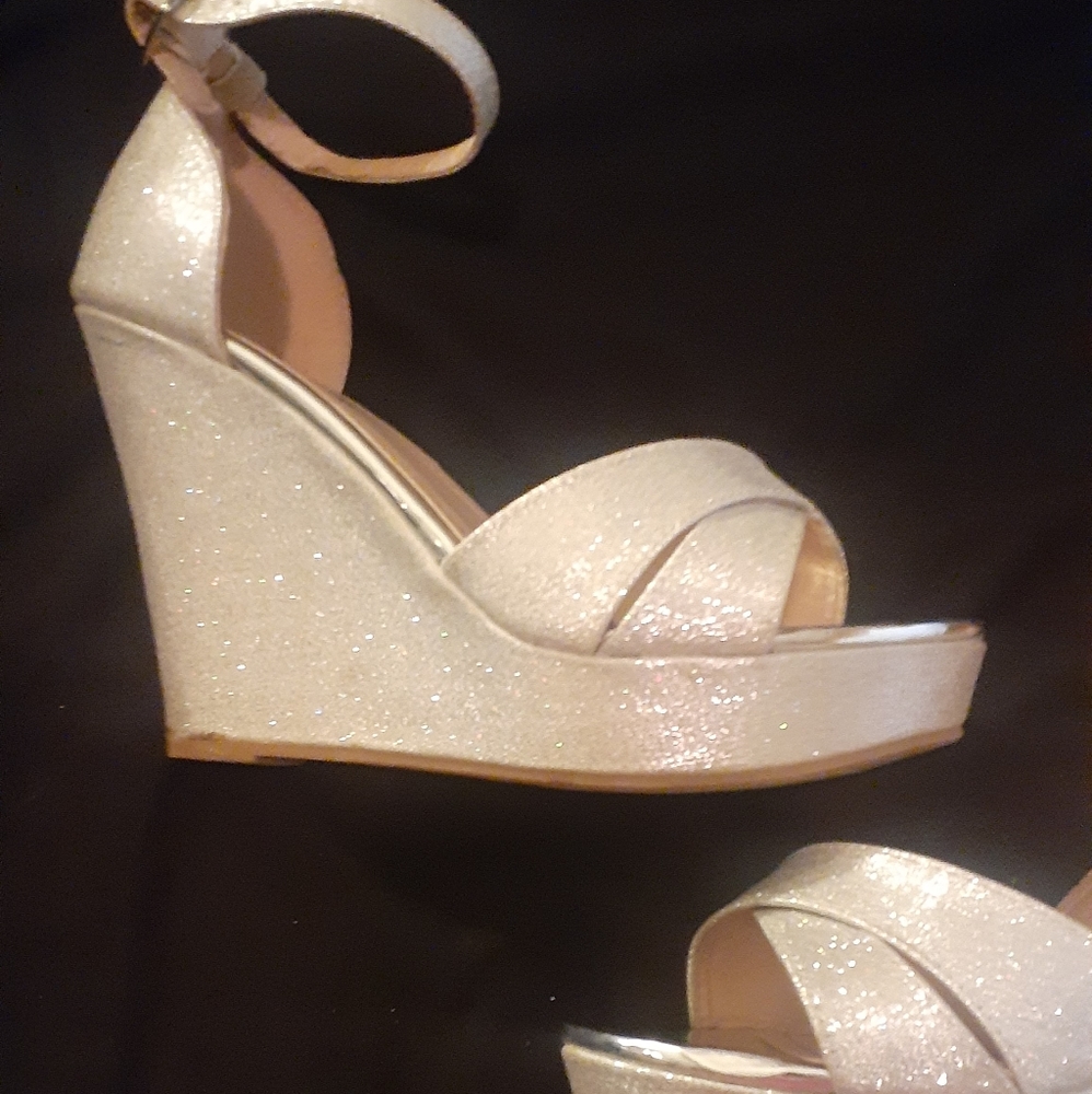 Gold tone platform heels